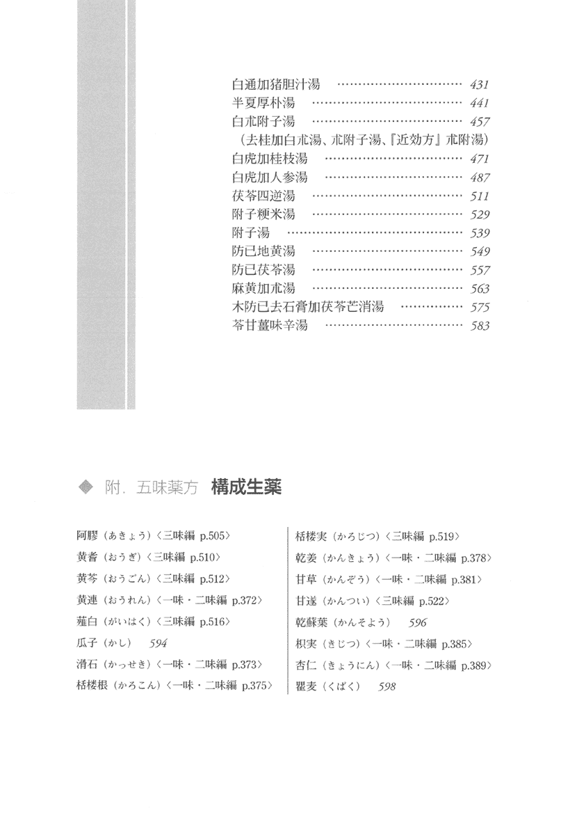 「傷寒・金匱」薬方大成　五味編４左側